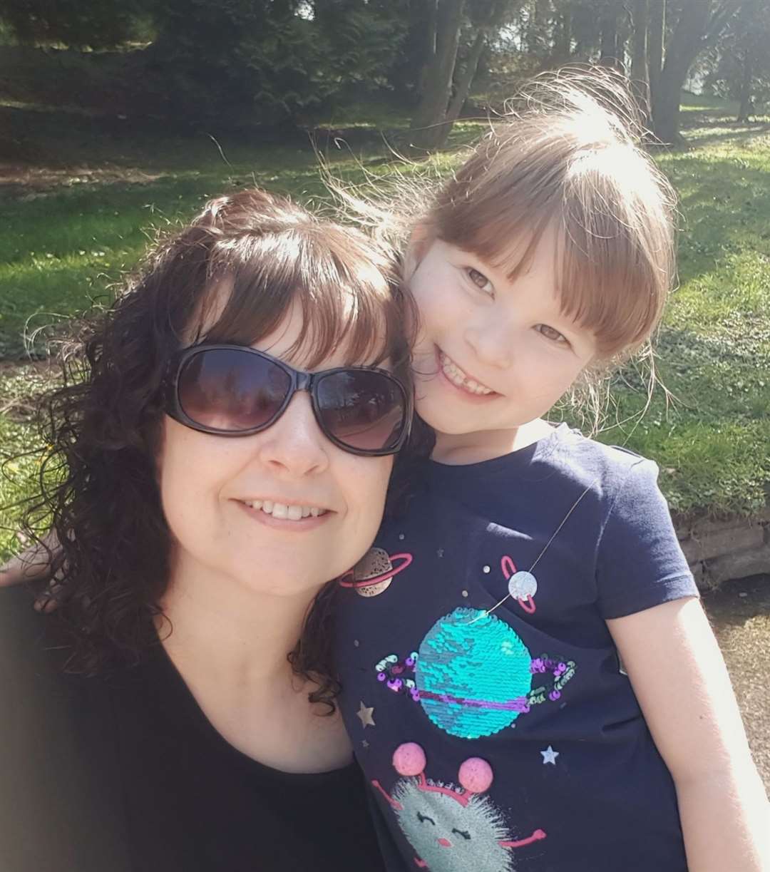 Mrs Sheppard and her seven-year-old daughter Rebecca (Kathryn Sheppard/PA)