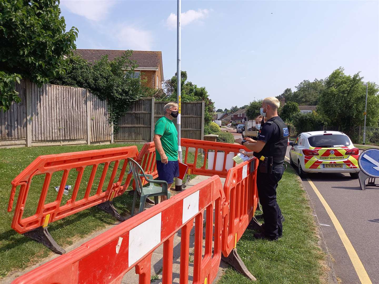 Mr Buck took a chair out to sit on the pavement and prevent workmen from getting started