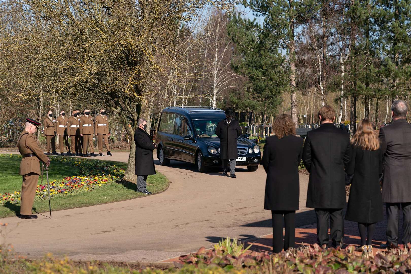 The funeral cortege arrives for the service (Joe Giddens/PA)