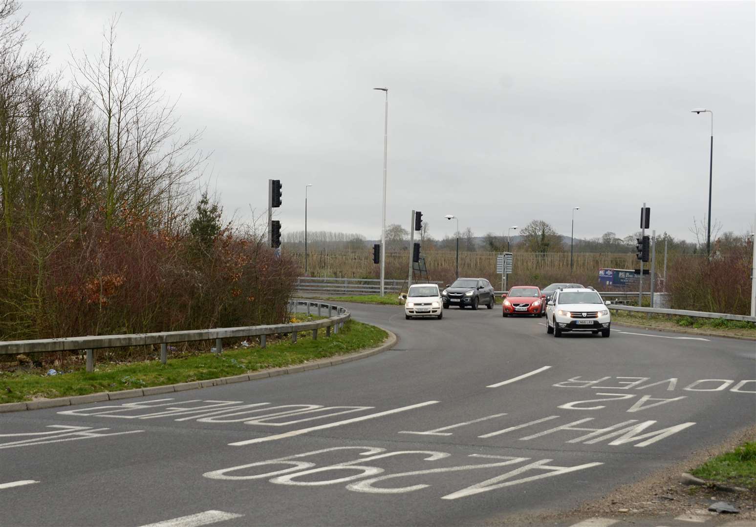 The roundabout – which links the A2, M2 and New Thanet Way on the outskirts of Faversham – was set to be improved with part of the estimated £36 billion expected to be saved by dropping the Birmingham to Manchester line. Picture: Paul Amos