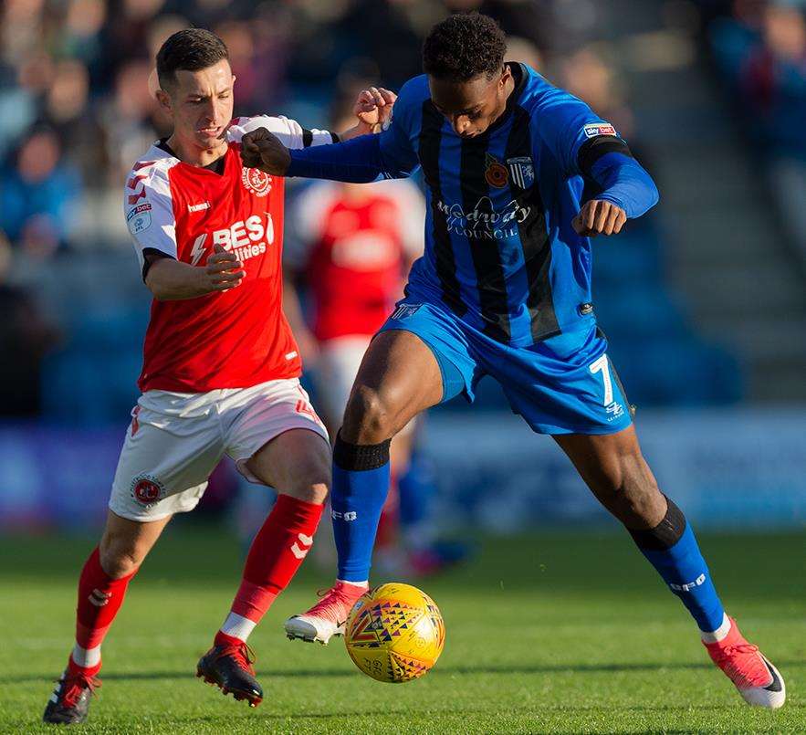 Brandon Hanlan takes on the Fleetwood defence on Saturday. Picture: Ady Kerry