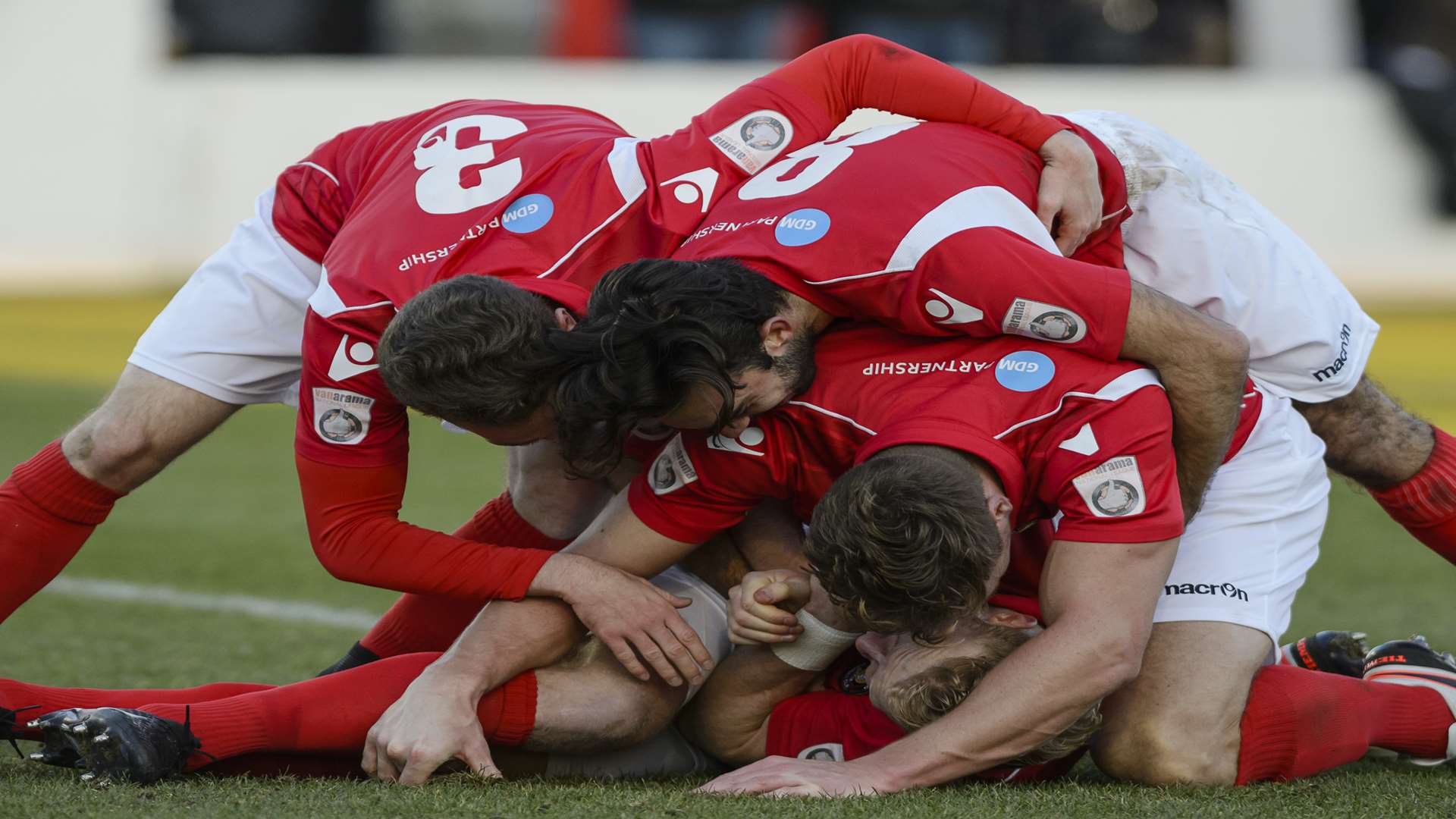 Ebbsfleet celebrate Kenny Clark's goal. Picture: Andy Payton