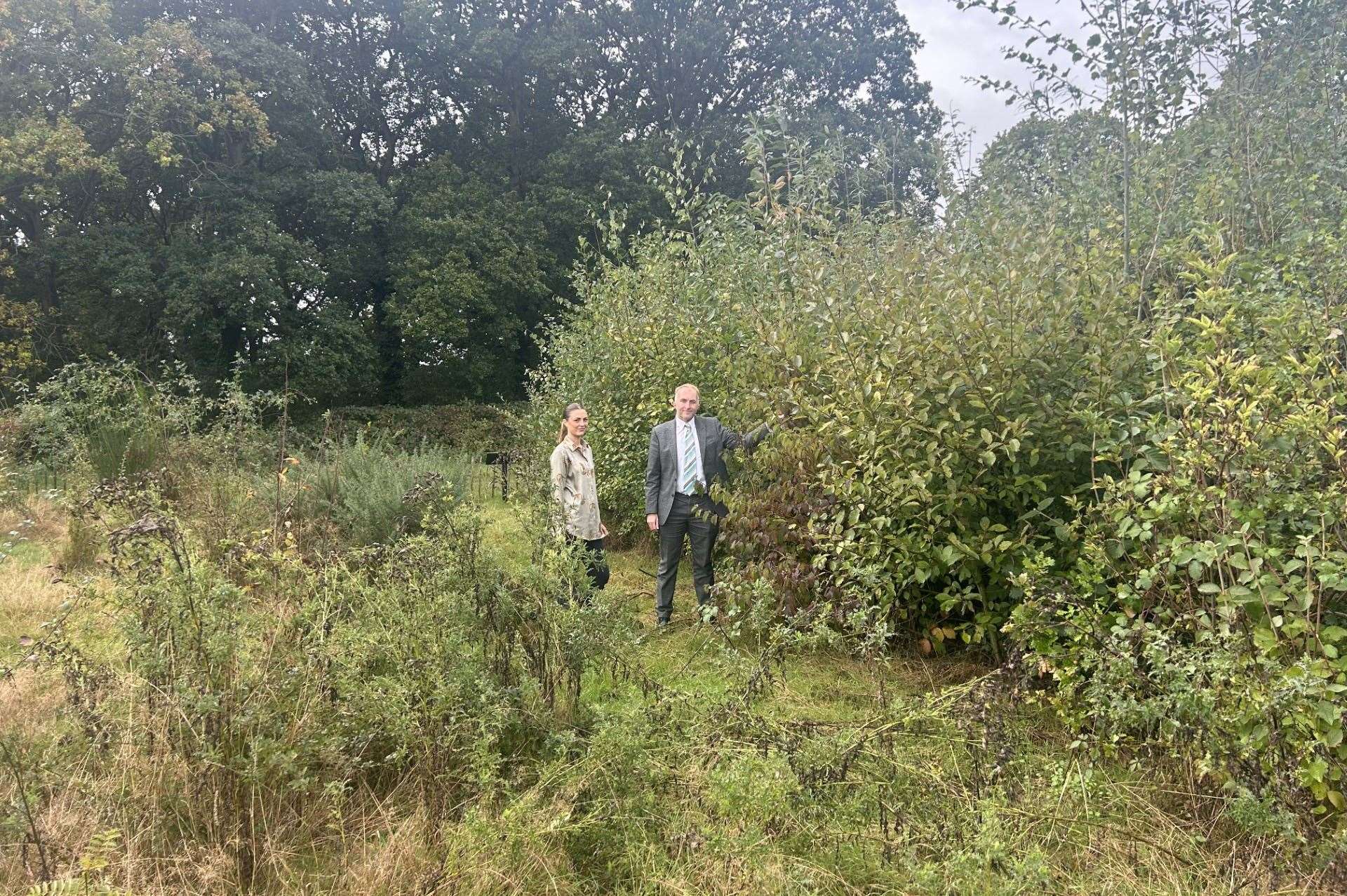 Rob Thomas and Louise Butfoy at the Park Wood Miyawaki method trial