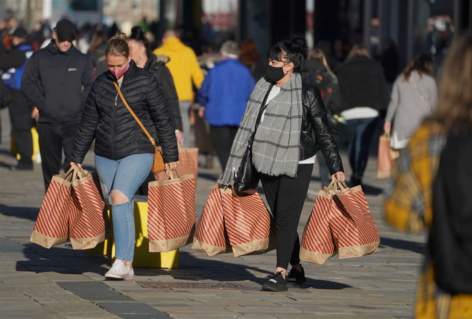 Shoppers in Newcastle on Wednesday ahead of the new measures being introduced (Owen Humphreys/PA)