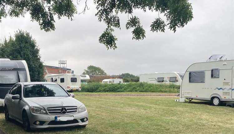 Travellers pitched up near Rochester Fire Station last month