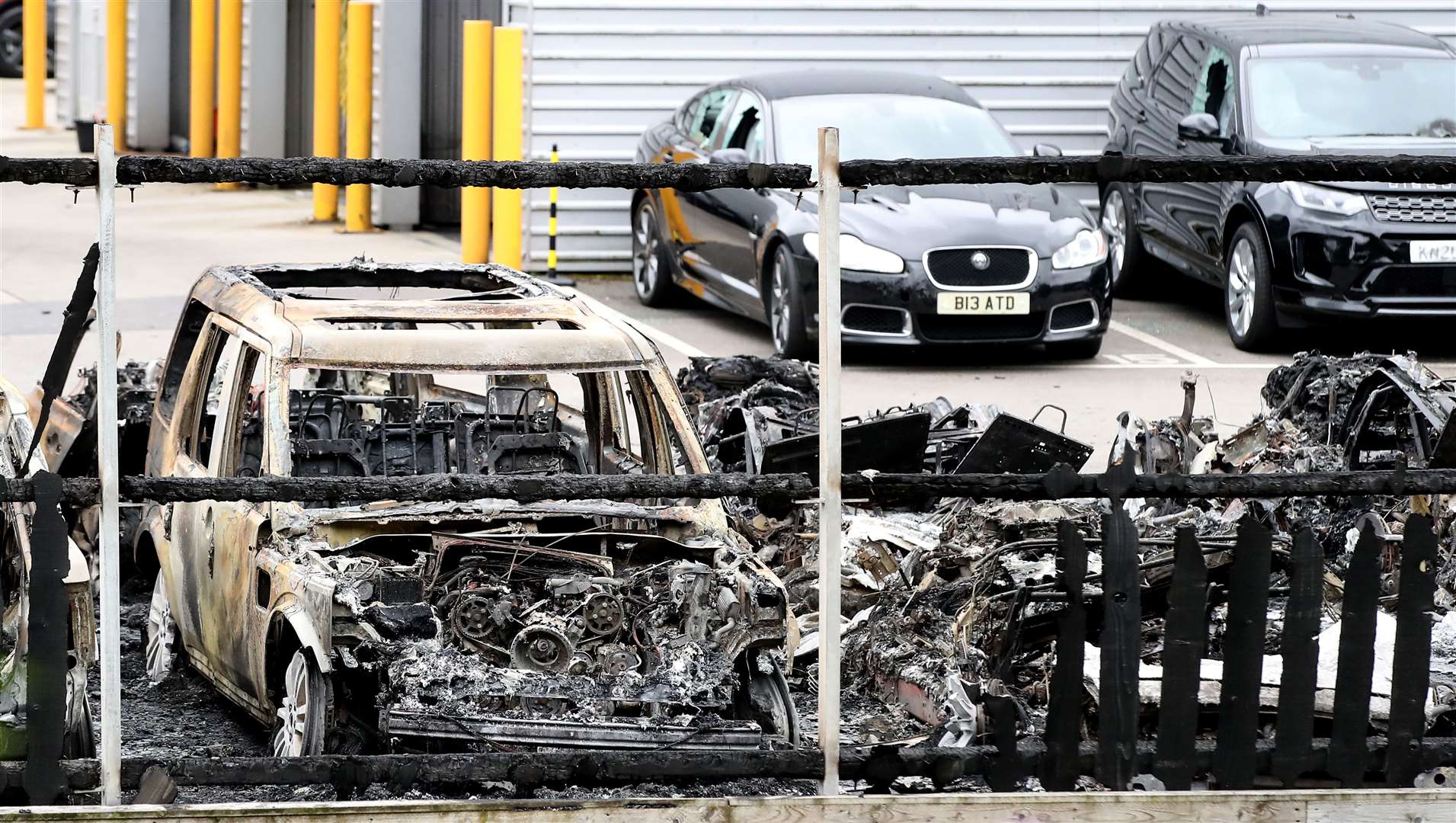 Cars were gutted in the blaze (Martin Rickett/PA)