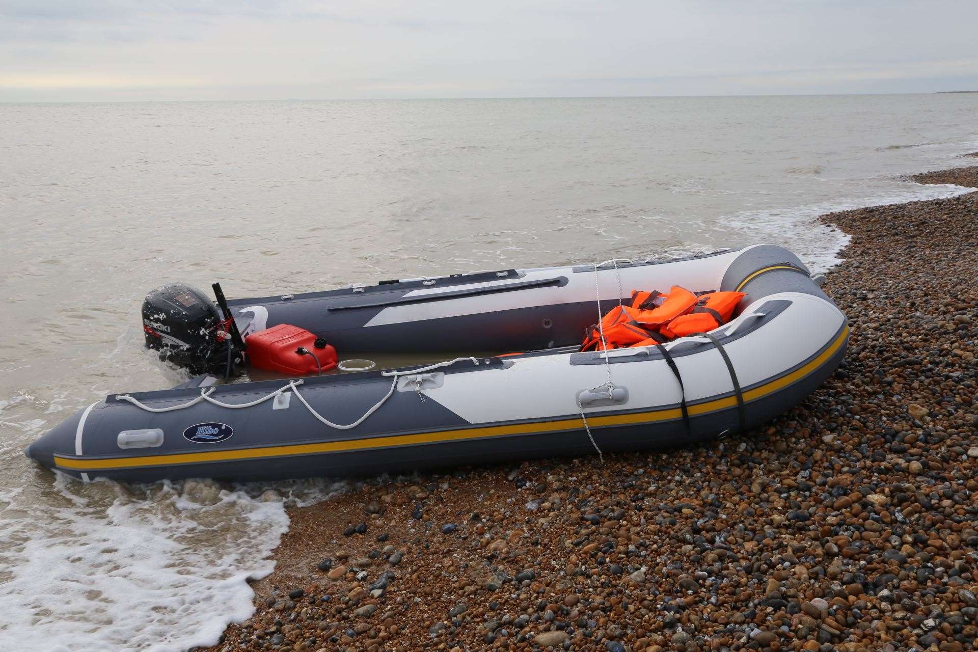 A migrant dinghy in a previous incident at Greatstone, Romney Marsh in June. Picture: Susan Pilcher