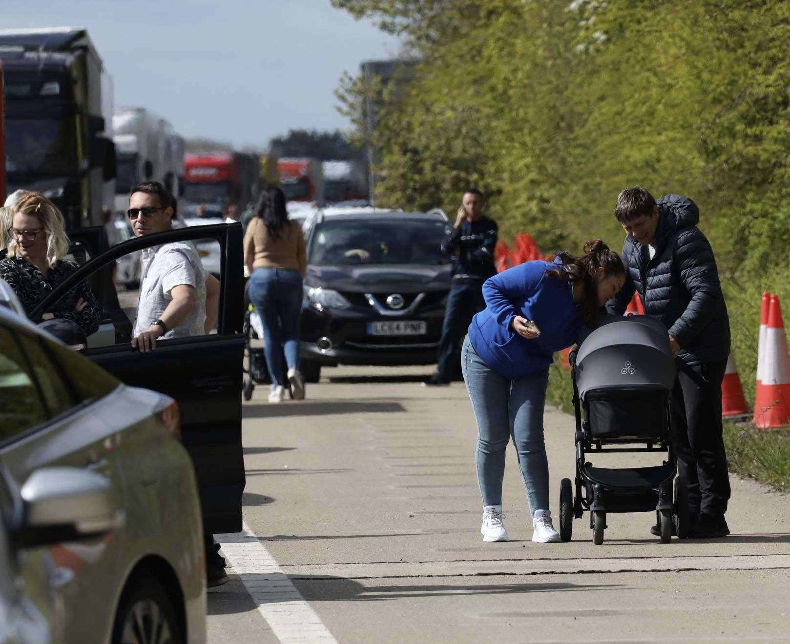 Those stuck on the M20 stretched their legs during the closure