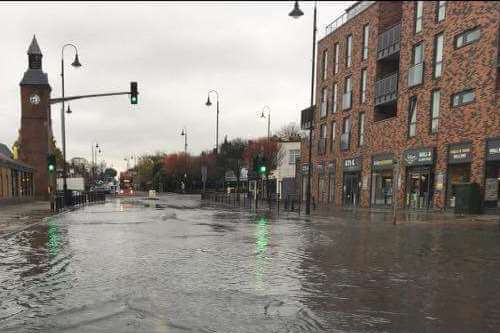 Heavy rain has caused flooding in Crayford