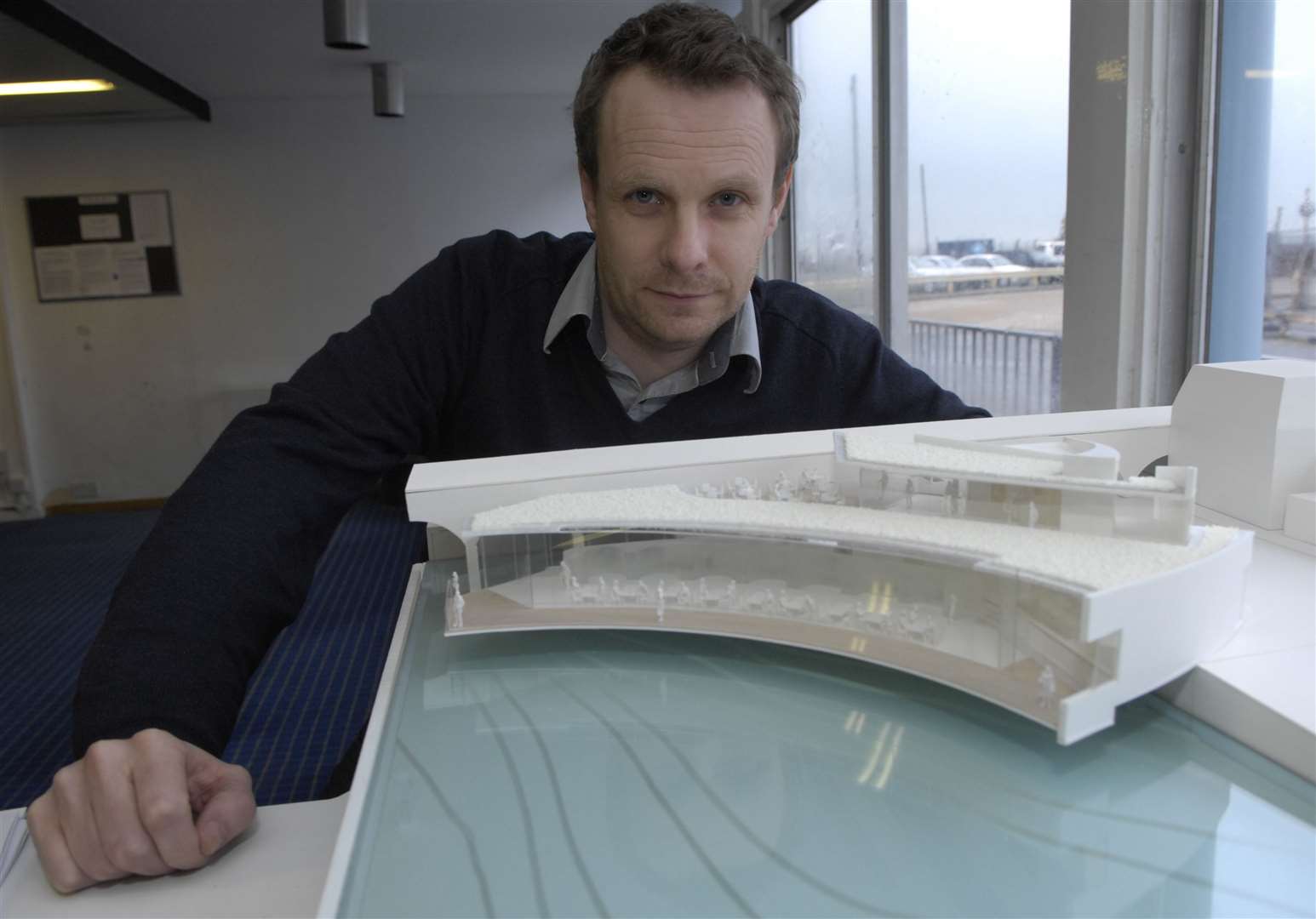 Guy Hollaway pictured in 2010 with a model of what would become Rocksalt. Picture: Gary Browne