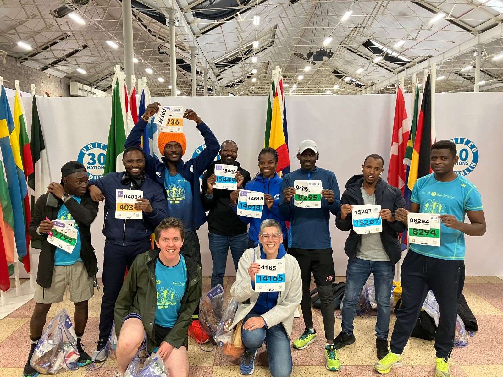 Sanctuary Runners collecting their race numbers in Dublin on Saturday (Sanctuary Runners)