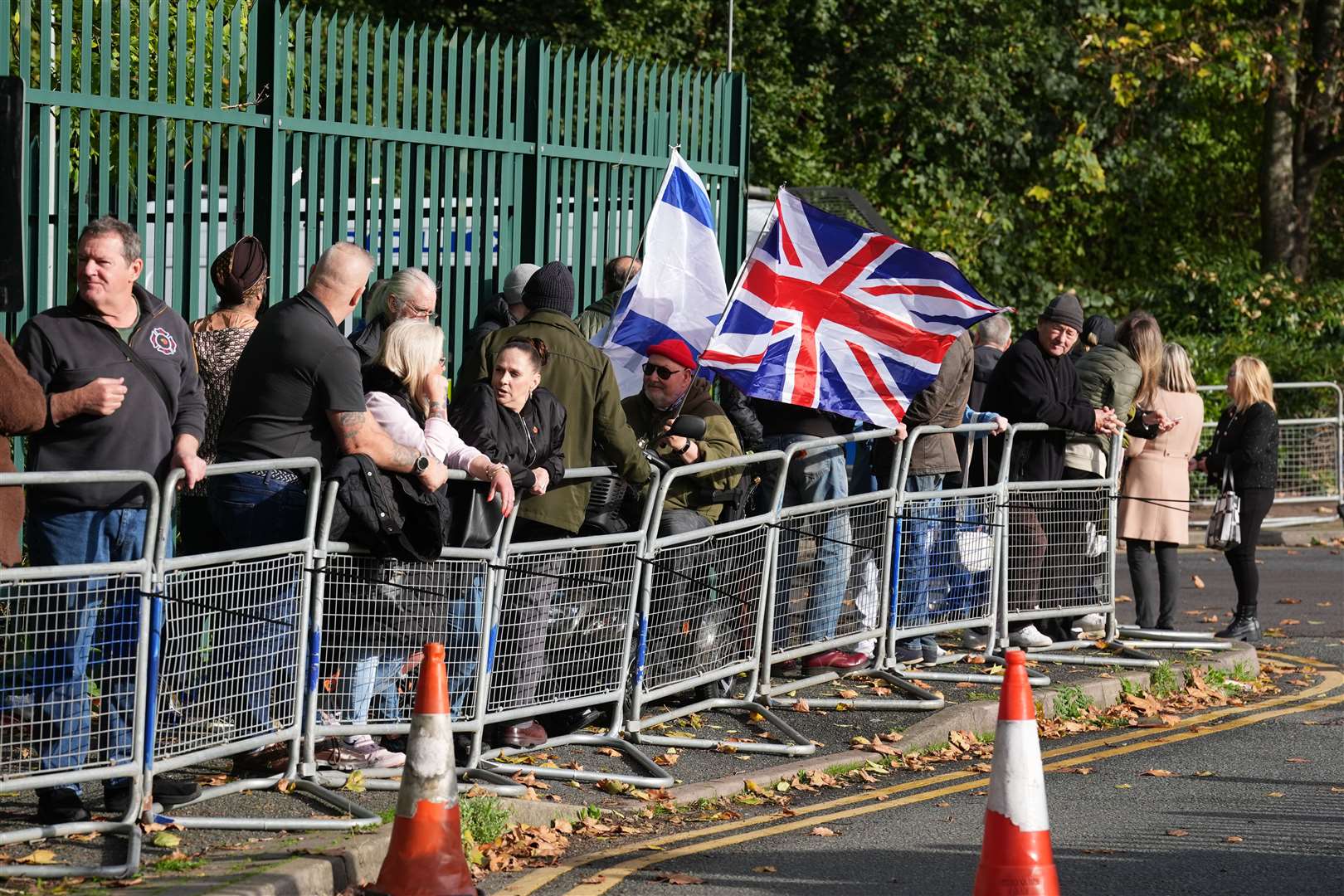 People outside Woolwich Crown Court where political activist Tommy Robinson was sentenced (Lucy North/PA)