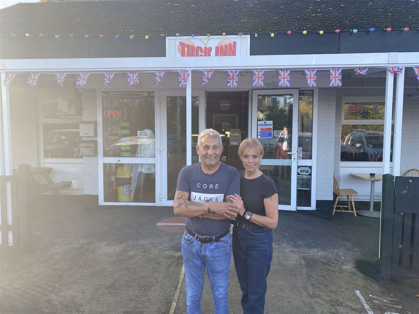 Paula Goldfinch and Roy Golding outside the Tuck Inn