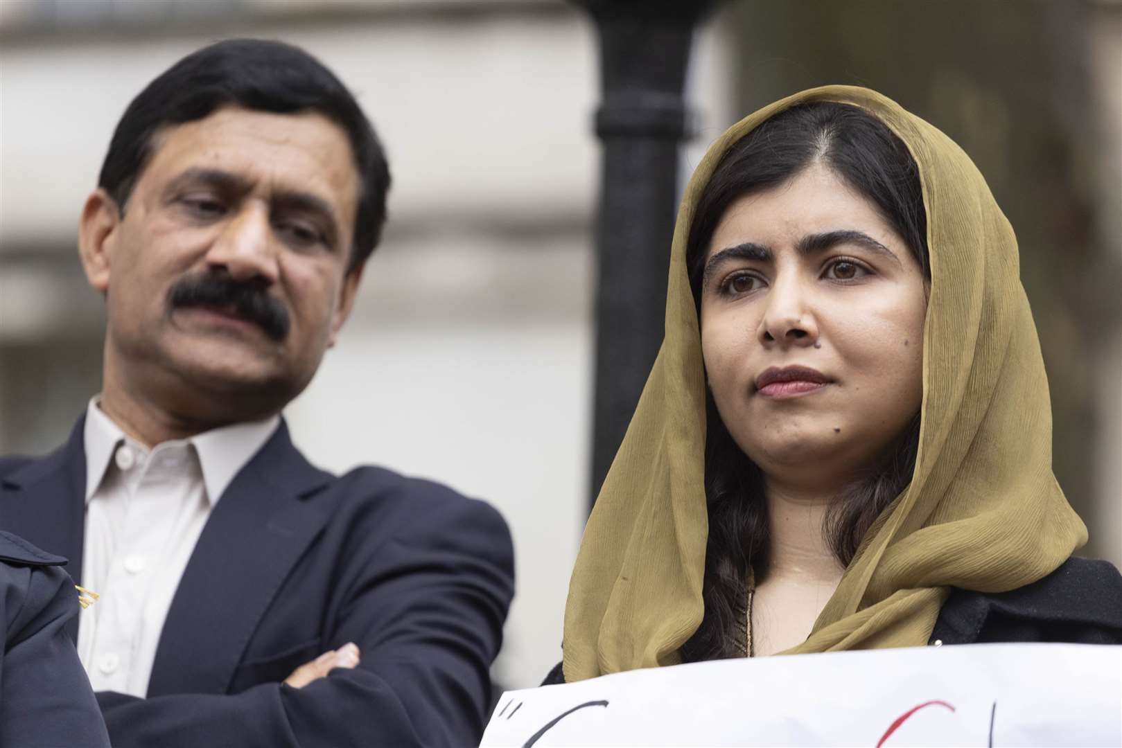 Malala Yousafzai with her father Ziauddin Yousafzai (Belinda Jiao/PA)