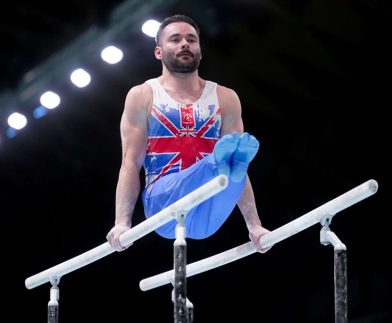 James Hall on the parallel bars at the European Artistic Gymnastics Championships in Rimini. Picture: Simone Ferraro