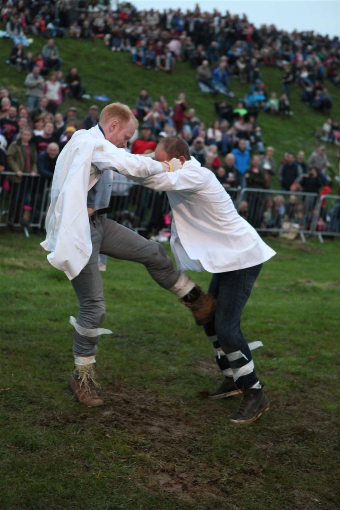 The shin-kicking championships, one of the events during the Cotswold Olimpicks 2014 (PA)