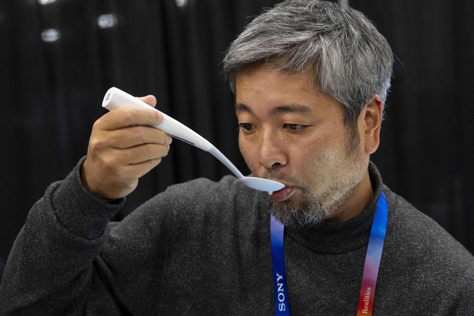 The Kirin Electric Salt spoon intensifies salt flavour by flowing a mild electric current through the food around the tongue to attract salt towards the tongue (Jack Dempsey/AP)