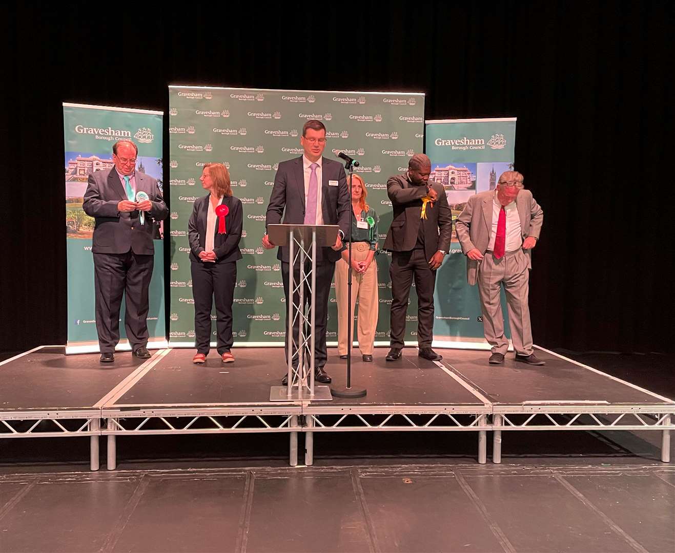 The candidates took to the stage in Gravesham as the results were read out