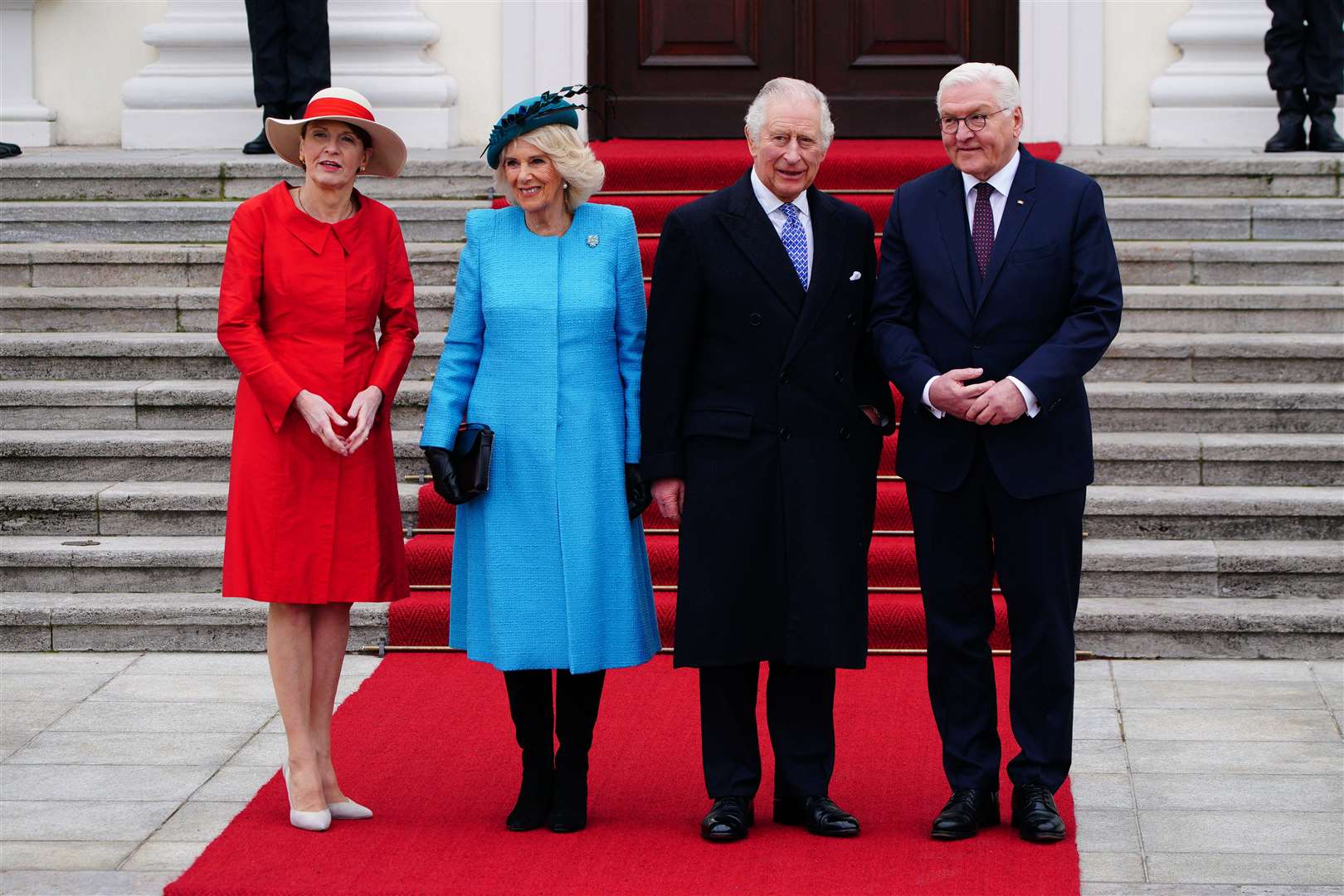 (Left to right) Elke Buedenbender, the Queen Consort, the King and German President Frank-Walter Steinmeier attending a Green Energy reception at Bellevue Palace, Berlin (Ben Birchall/PA)