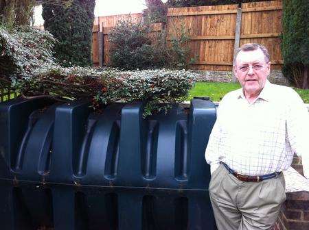 Bryan Shaw with his oil tank