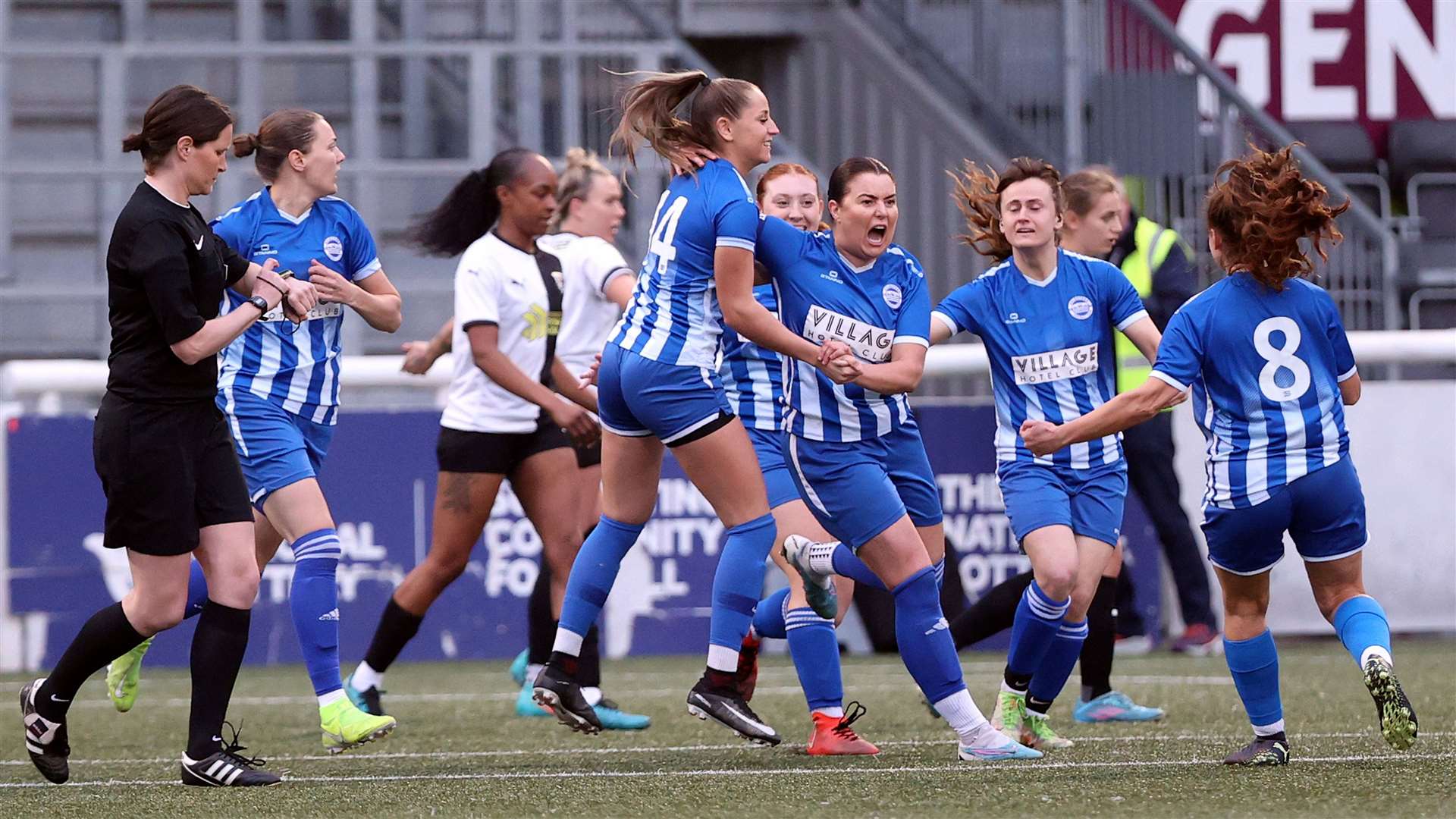 Aylesford celebrate as they race into an early advantage at the Gallagher Stadium on Thursday night. Picture: PSP Images