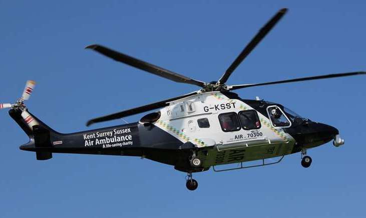The child was taken to a London hospital by air ambulance