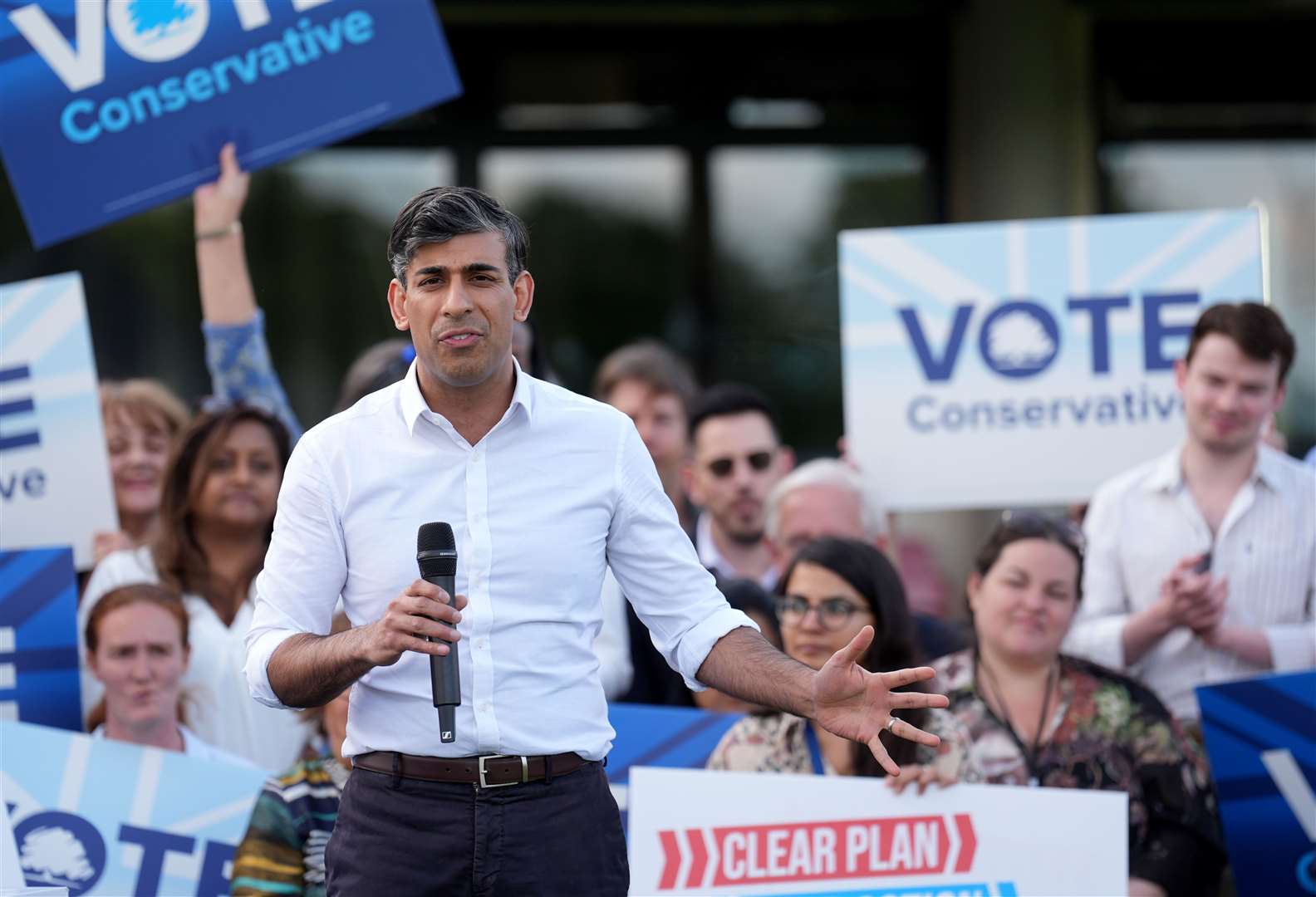 Rishi Sunak will continue to talk about tax, and urge Labour to rule out increasing specific levies such as council tax. (Joe Giddens/PA)