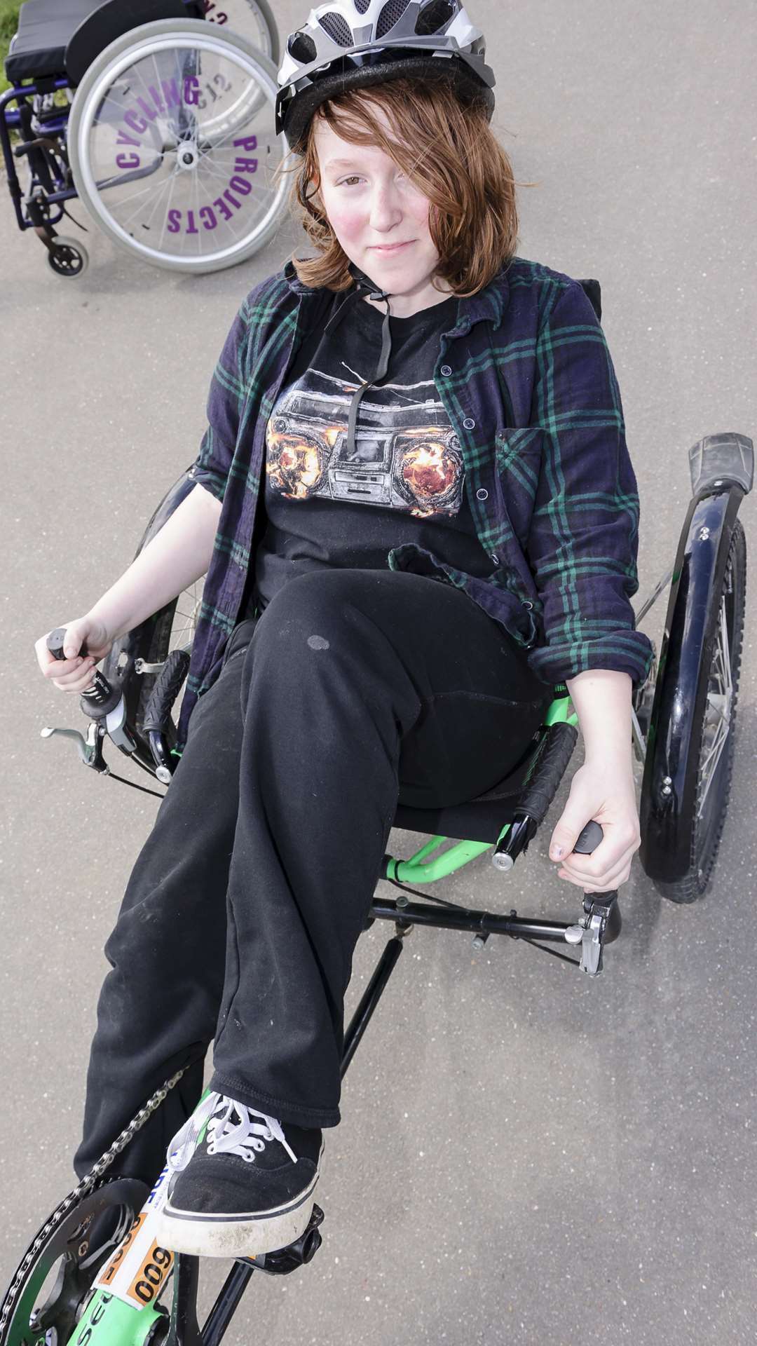 Izzy Clark, 12, demonstrates a forward control bike. Picture: Andy Payton