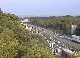 Tailbacks on the M20. Picture: Highways England