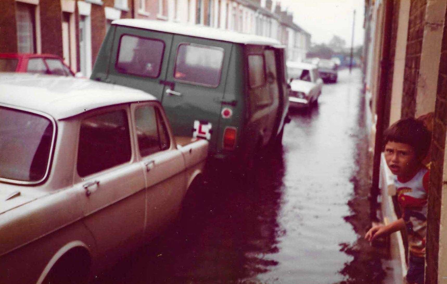 Dan as a boy growing up in 1980s Sheerness during one of the town’s floods