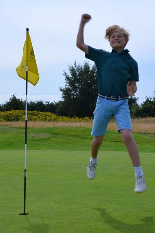 Mason jumps for joy... and he doesn't even need to buy a round of drinks for everyone!