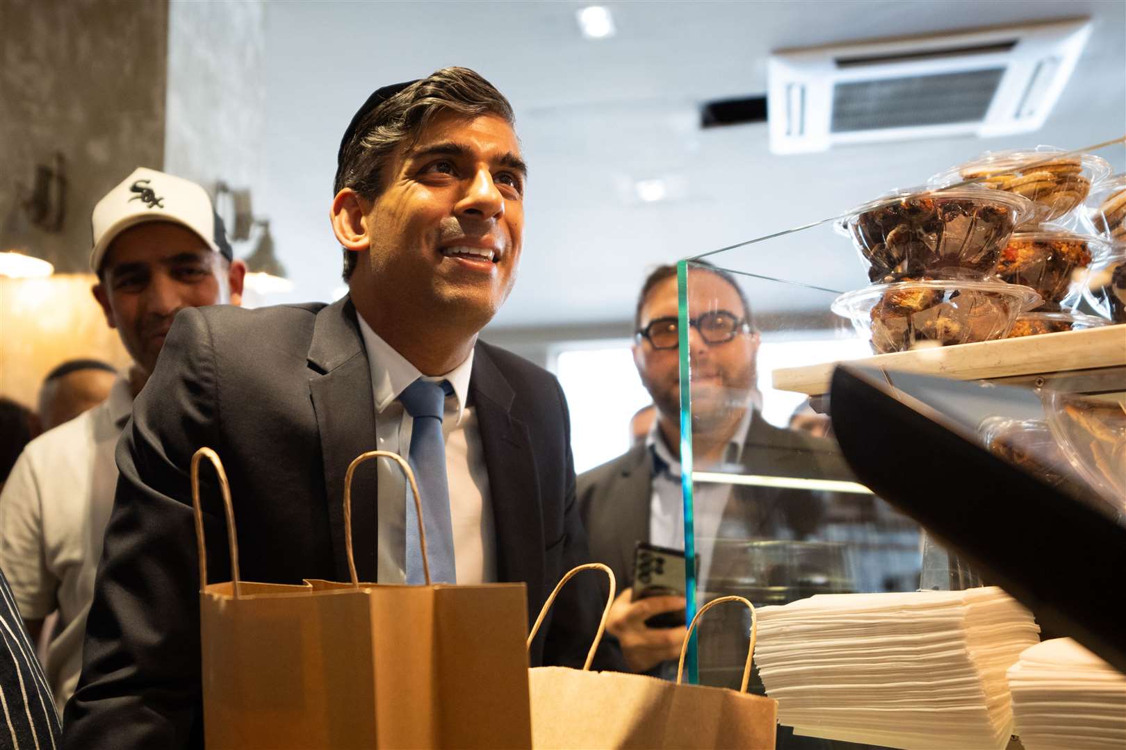 Prime Minister Rishi Sunak during a visit to a bakery in Golders Green, north-west London (James Manning/PA)