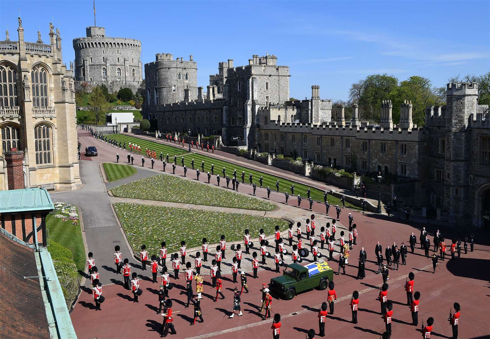 The Duke of Edinburgh’s coffin is carried to his funeral (Justin Tallis/PA)