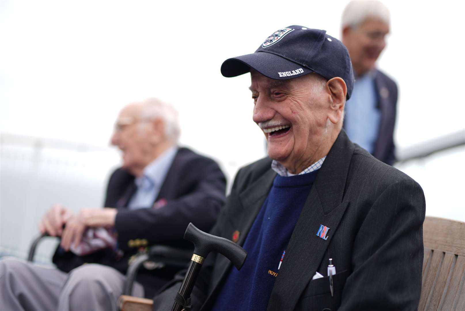 D-Day veteran Arnie Salter, 98, from Warwickshire, on board the Brittany Ferry ship Mont St Michel (Jordan Pettitt/PA)