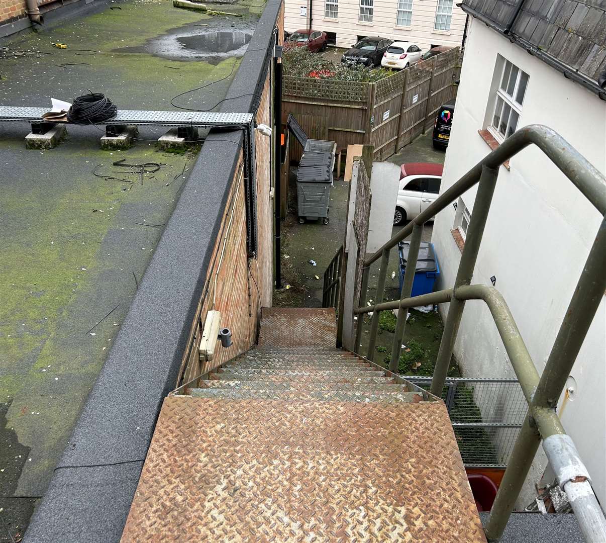 The steps down to the bins at Paramount House