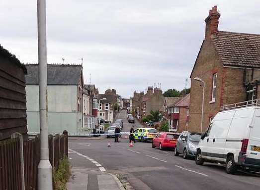 Police cordoned off the road