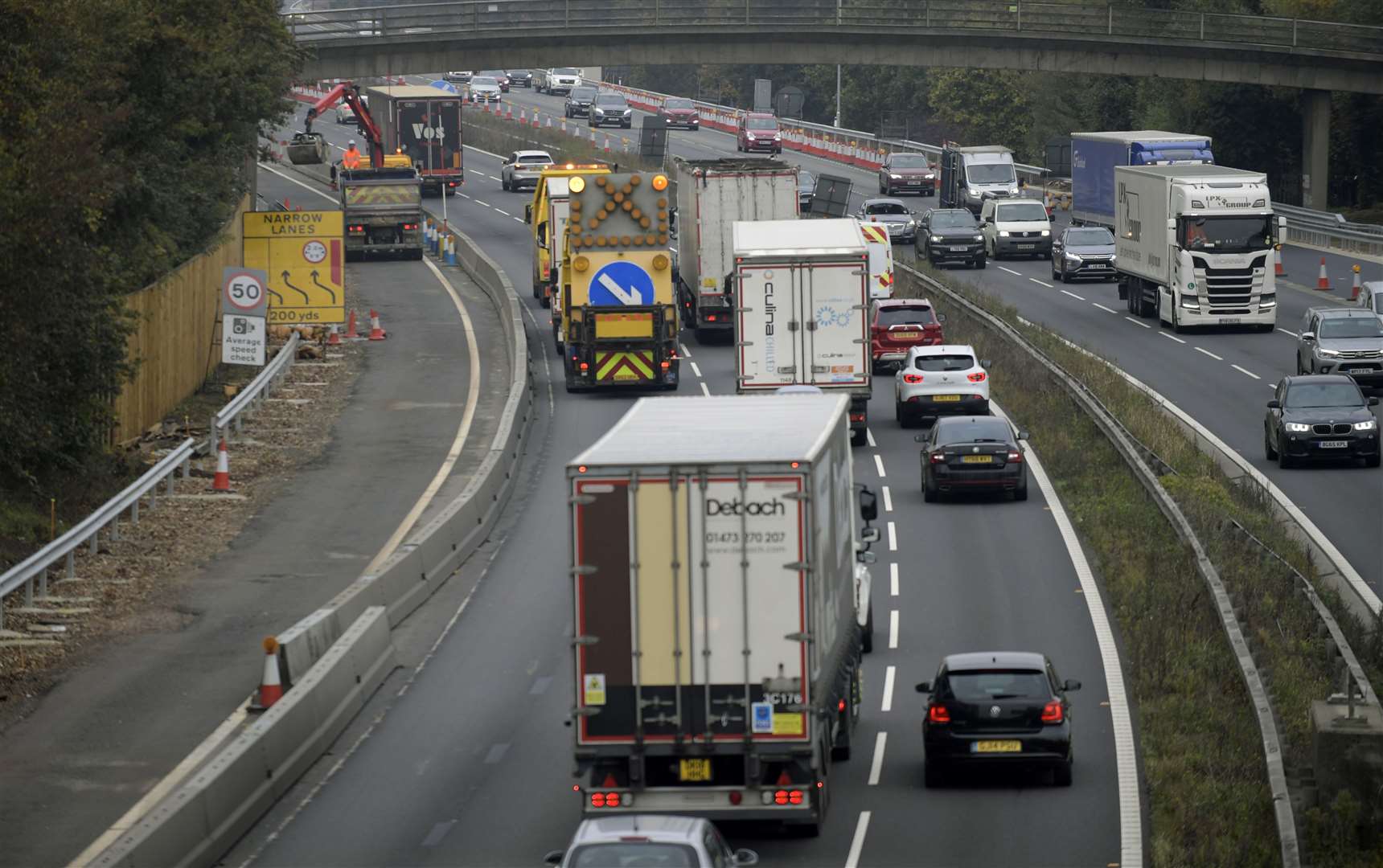 M20 between Junction 4 (Leybourne) and Junction 5 (Aylesford) where a section of Smart Motorway will be introduced. Picture: Barry Goodwin