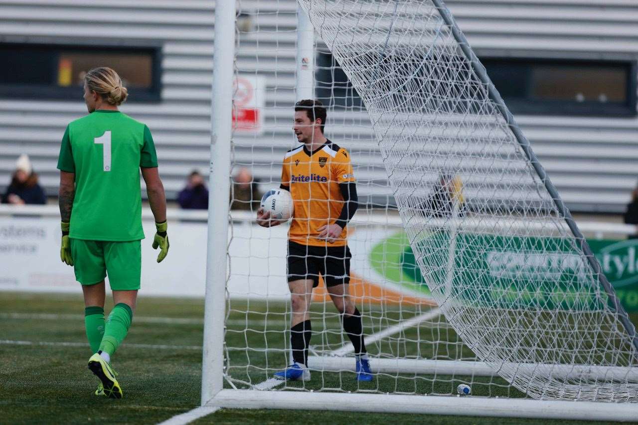 Matt McClure puts Maidstone two up Picture: Matthew Walker