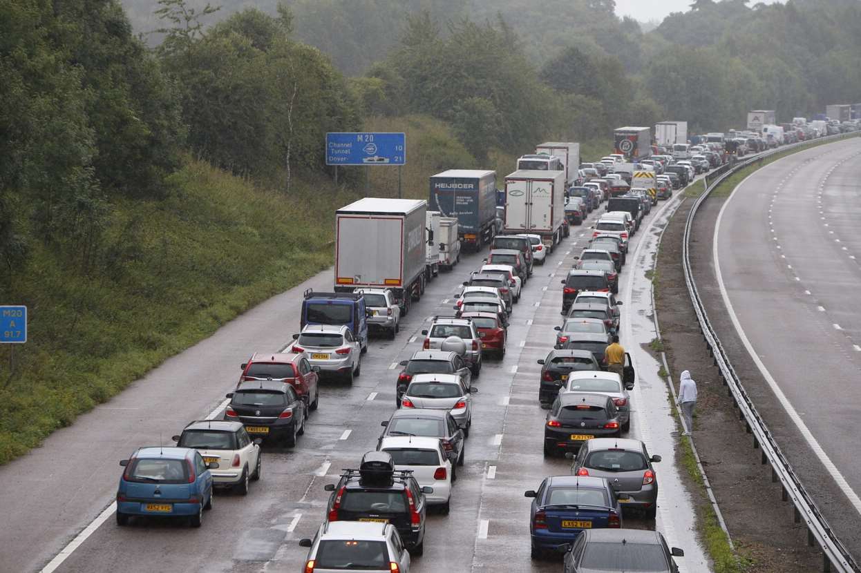 The traffic heading coastbound on the M20. Picture: Andy Jones