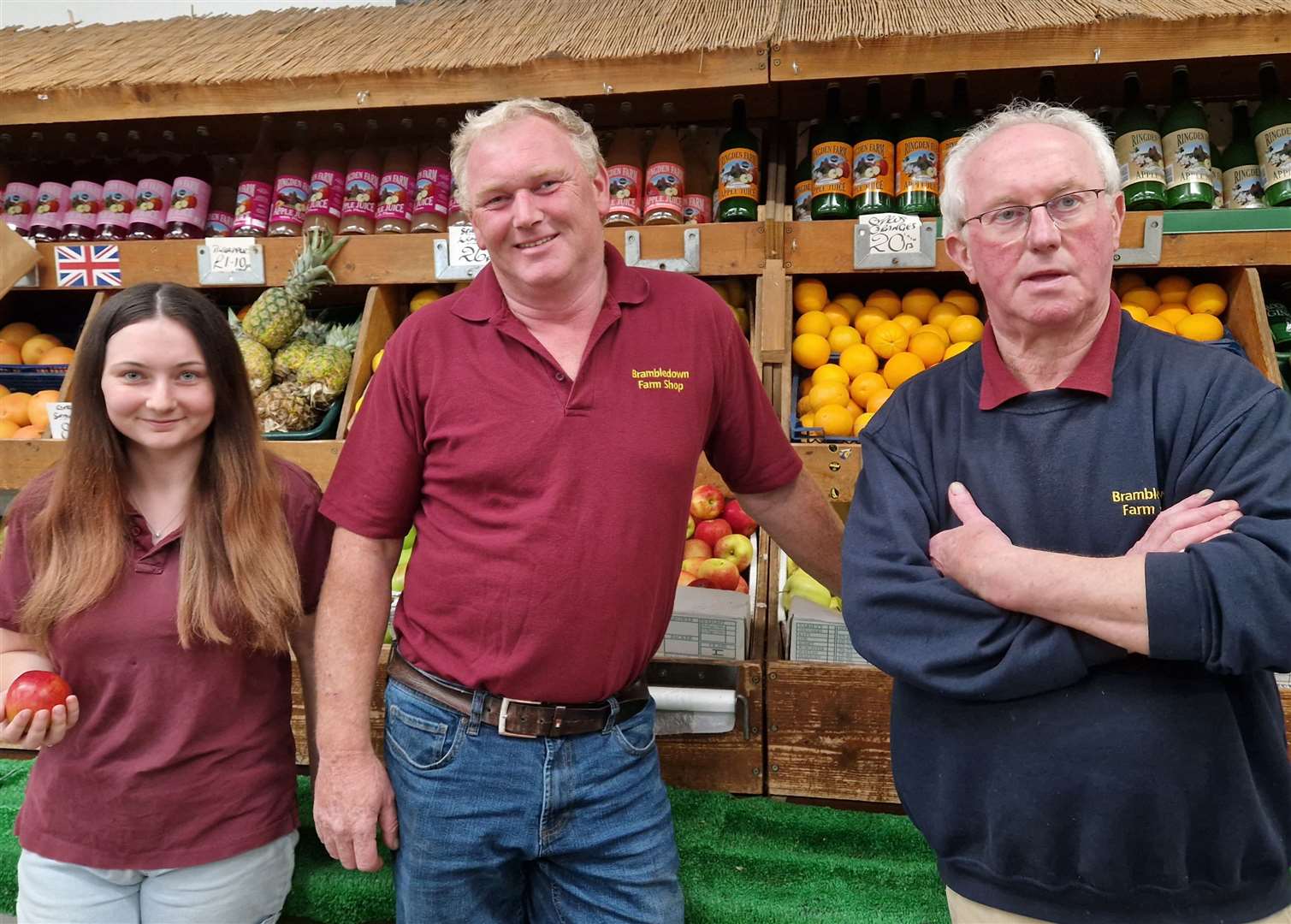 The Condon family who run Brambledown Farm Shop, from left to right, Lizzie Condon, Craig Condon and Edward Condon. Picture: Alex Dent