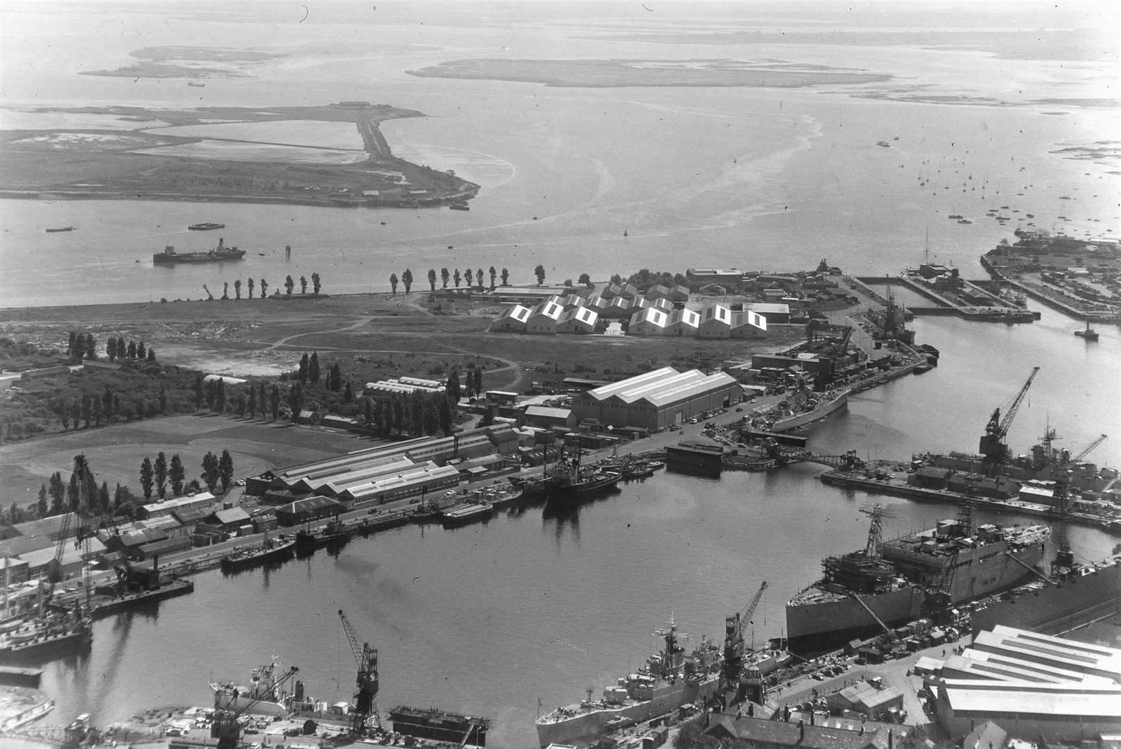 Aerial View of Chatham Dockyard in the early 60s