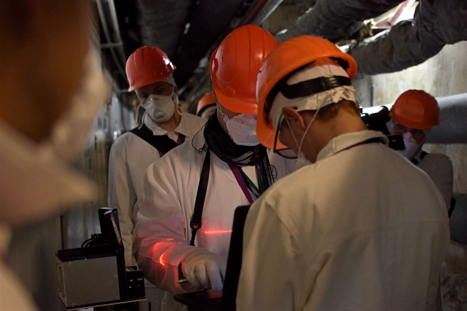 Scientists deploy the sensing equipment in reactor 4 (SSE Chernobyl NPP/PA)