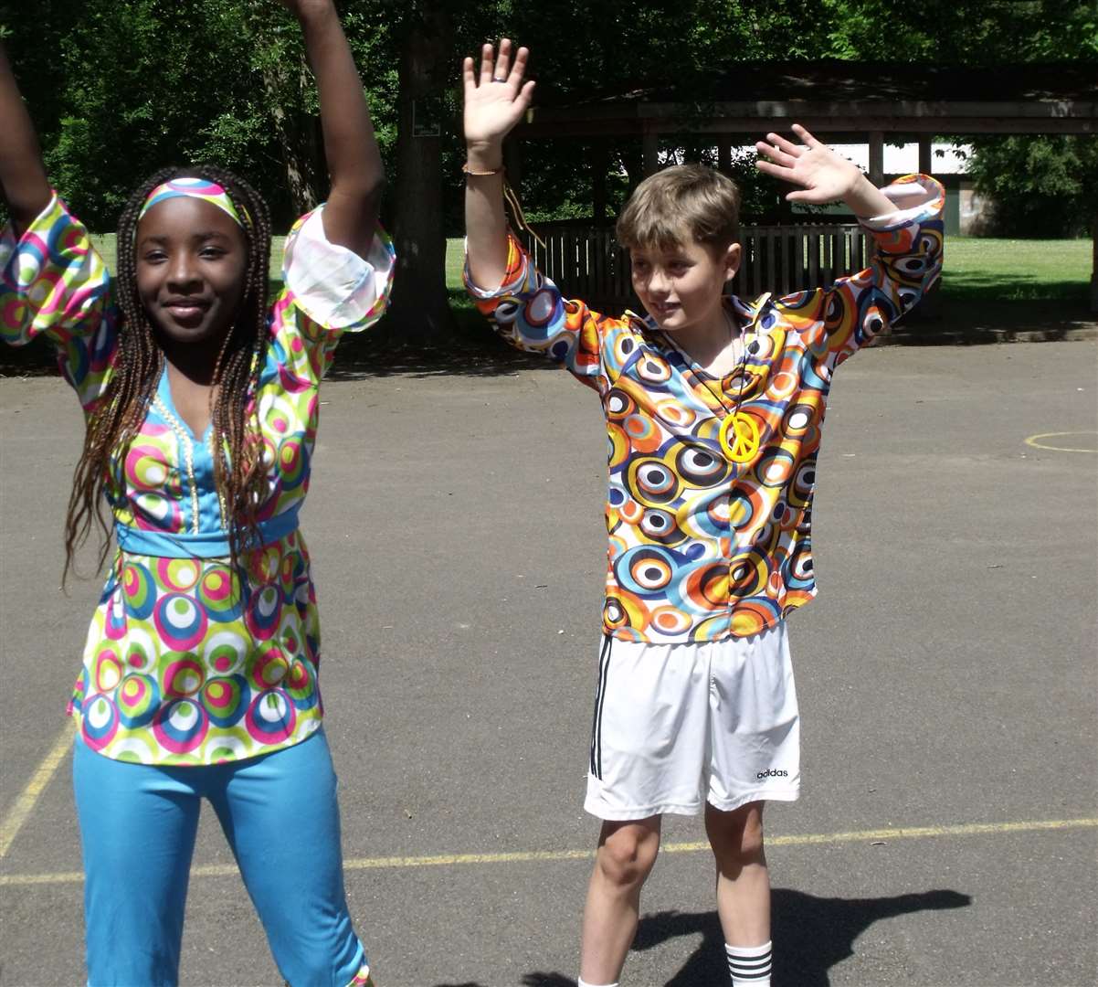 The children dressed up in 70s outfits for the anniversary. Picture: Roger Barber