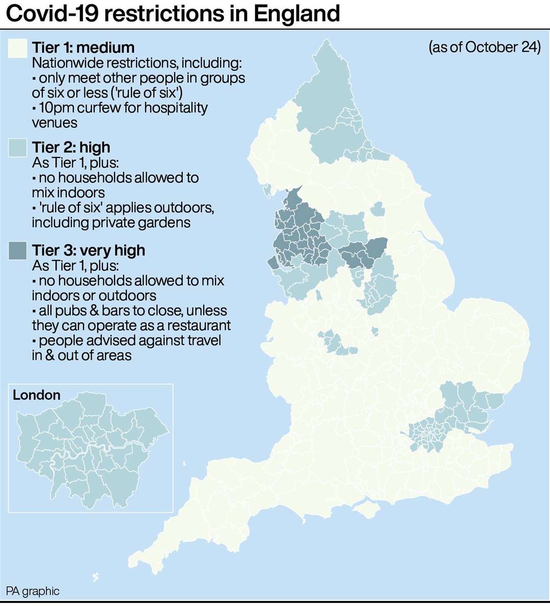 Covid-19 restrictions in England (PA Graphics)