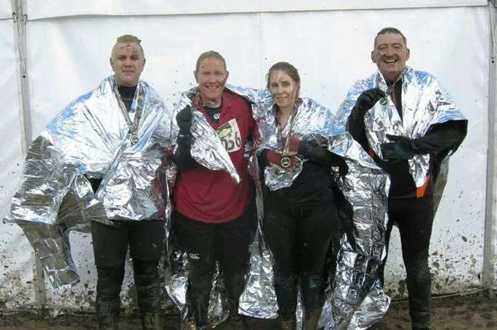 The team from Baypoint leisure centre near Sandwich, who took part in The Nuts Challenge over an extreme obstacle course at Dorking, to raise cash towards a sensory garden for Archie Page, two, from Broadstairs.