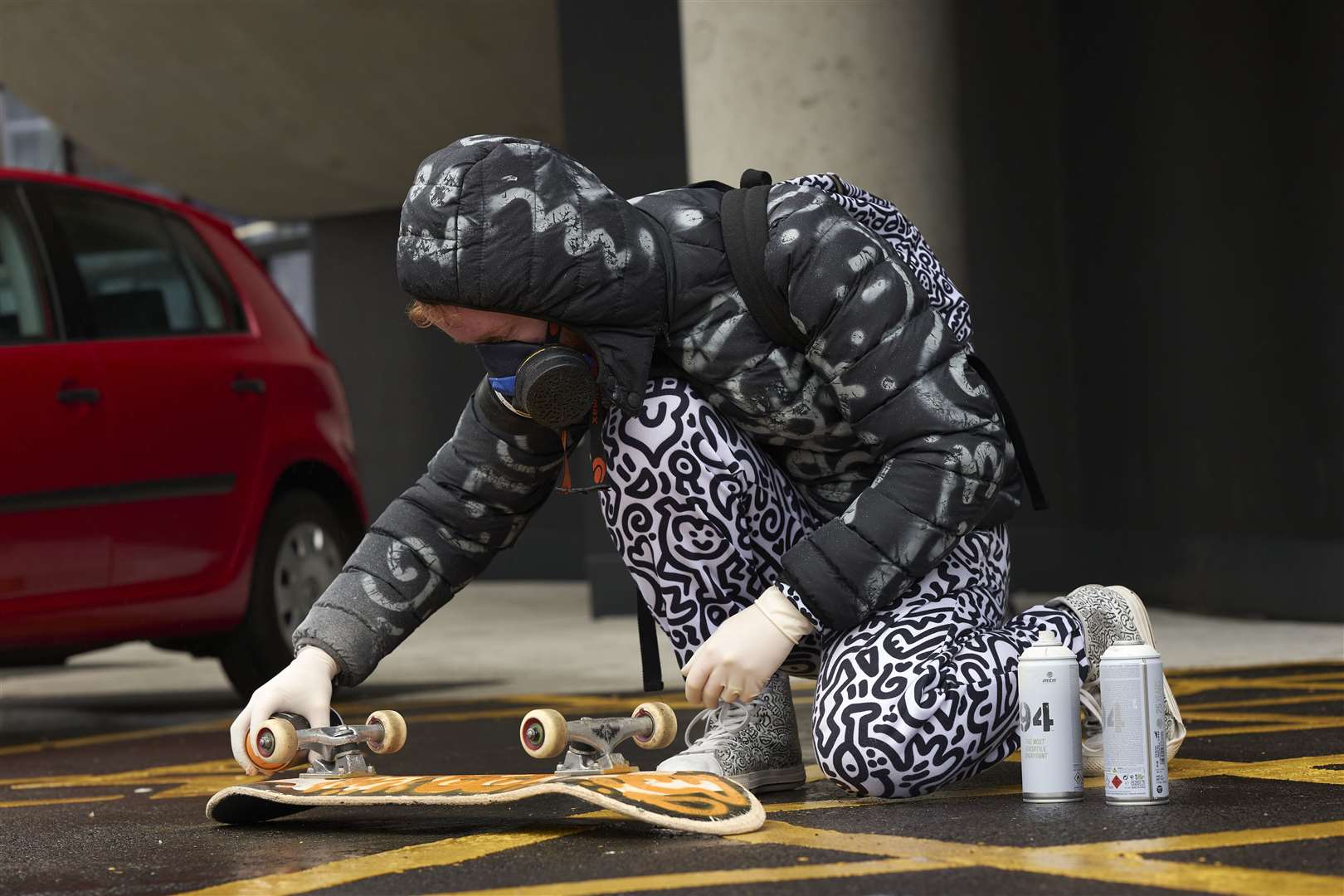 Sam Cox from Tenterden creating artwork at the F51 skate park in Folkestone. Picture: Hollaway Studio