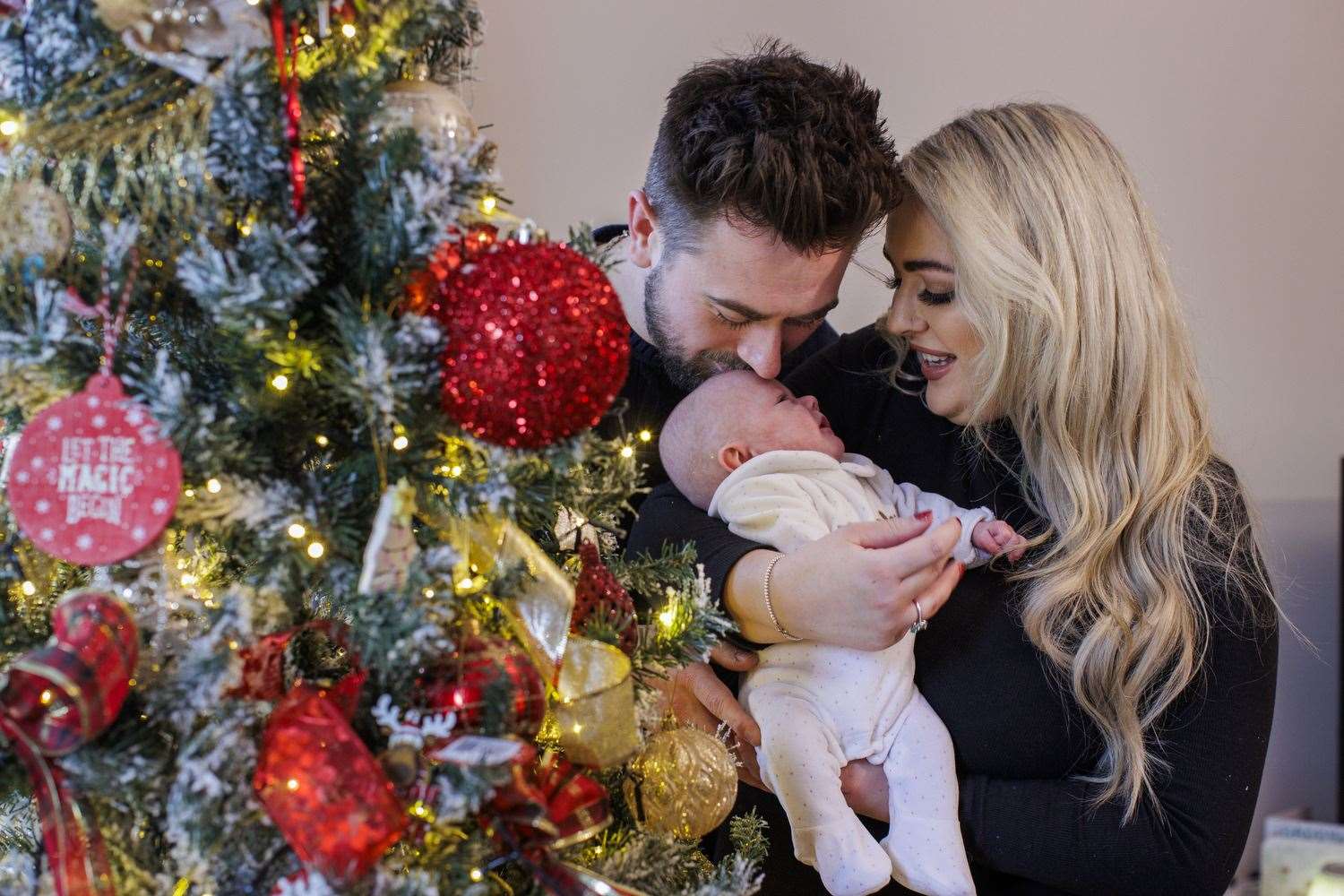 Marcus and Rachel Gilmore with the daughter Raina at their home outside Ballyclare (Liam McBurney/PA)