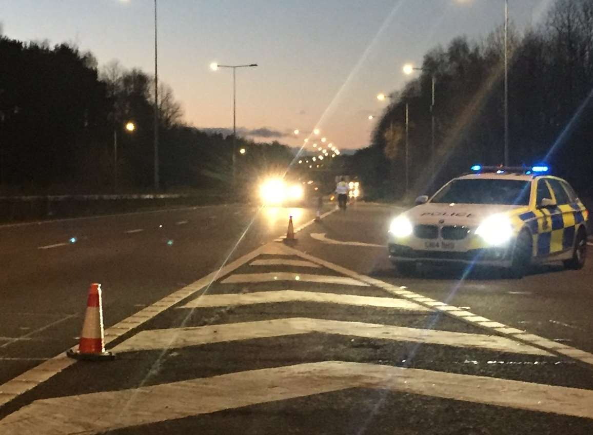 The police's roads team tweeted this picture of the A2 close to where it meets the A2050 after Tuesday's crash.