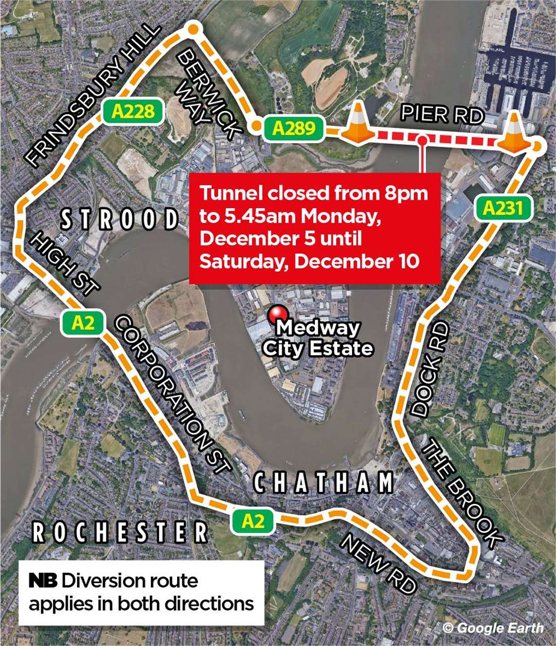 Medway Tunnel shut overnight for maintenance work