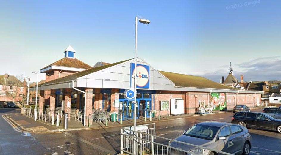 Hannaford also headbutted a member of staff at the Lidl store in Folkestone. Picture: Google